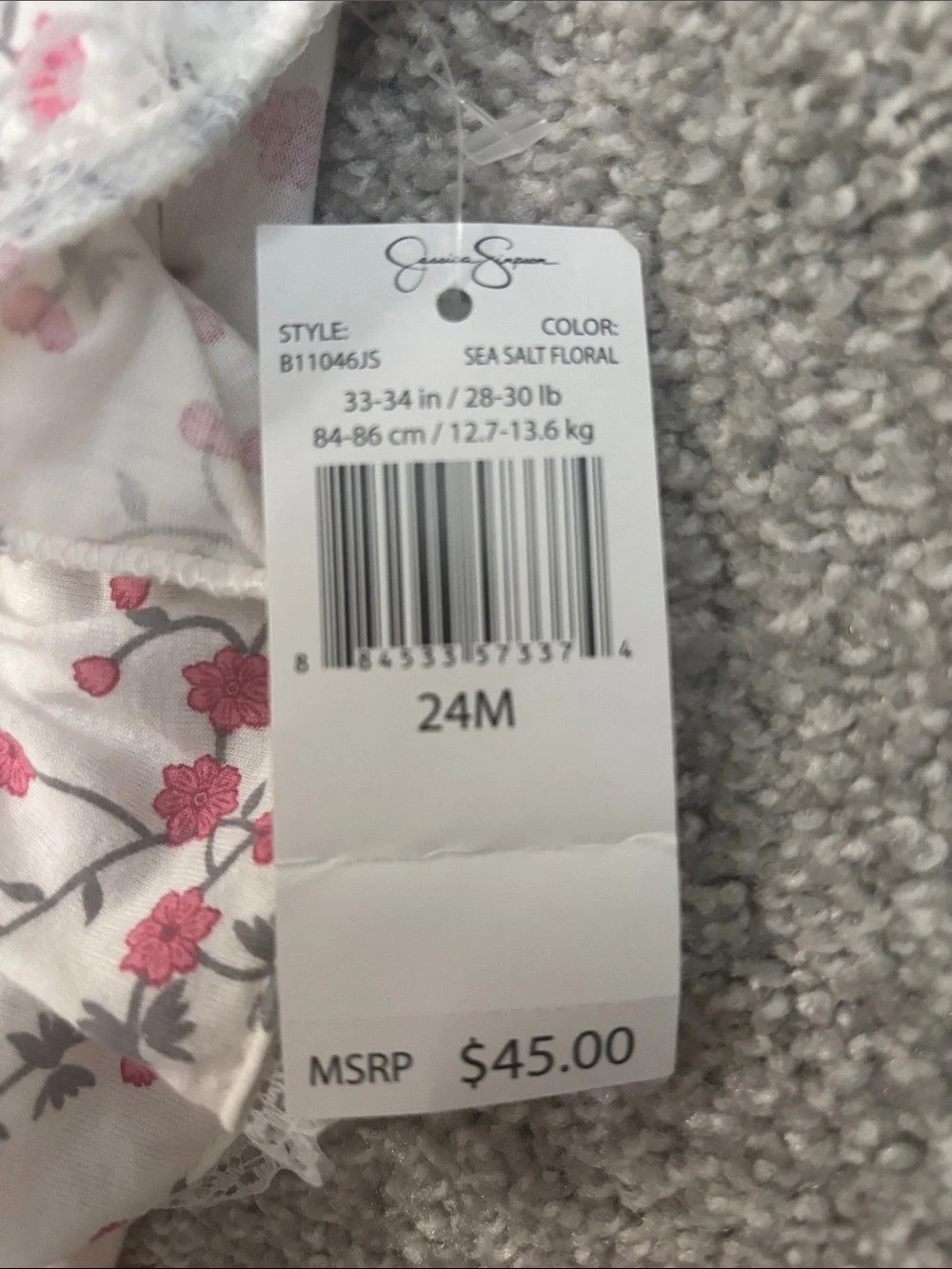 Jessica Simpson White Floral Ruffle Tie-Front Top - Pink & Gray Print